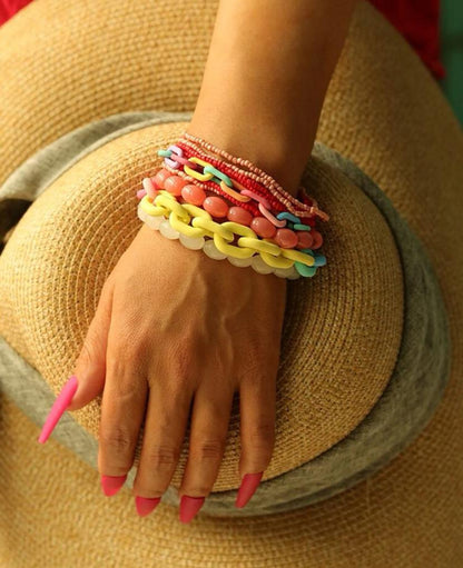 10pcs Color Block Beaded Bracelet