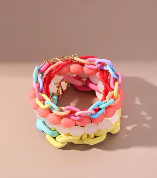 10pcs Color Block Beaded Bracelet