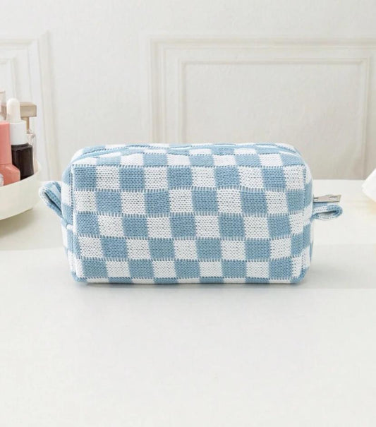 1 PC Blue & White Portable Makeup Bag