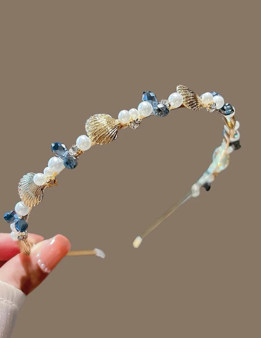 Boho Shell & Faux Pearl Decor Headband