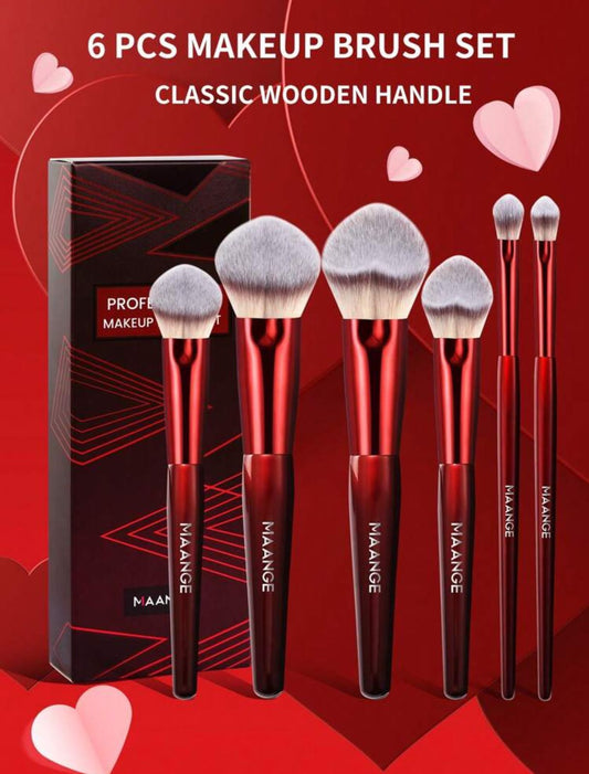 MAANGE 6Pcs Professional Facial Heart-Shaped Makeup Brushes