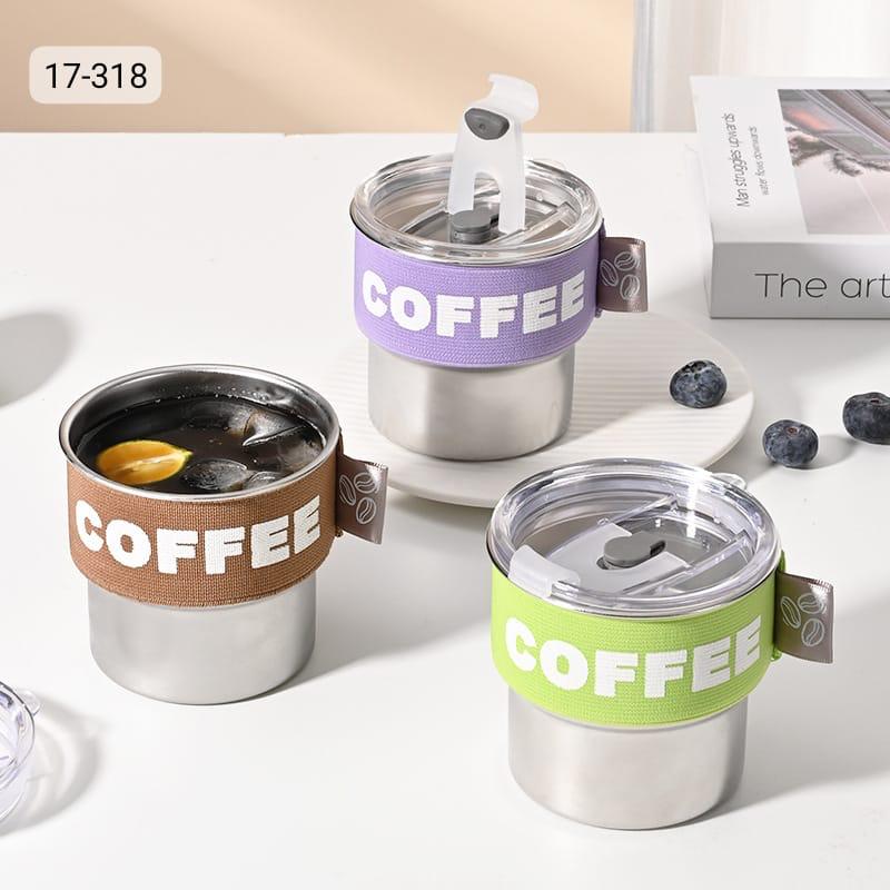 1pc Stainless Steel 400ml/13.53oz Portable Coffee Cup