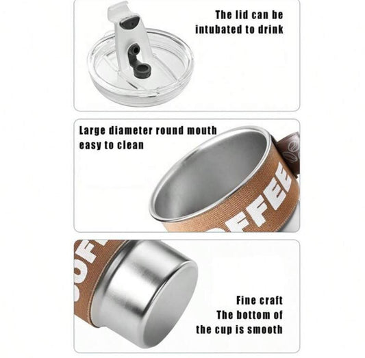 1pc Stainless Steel 400ml/13.53oz Portable Coffee Cup