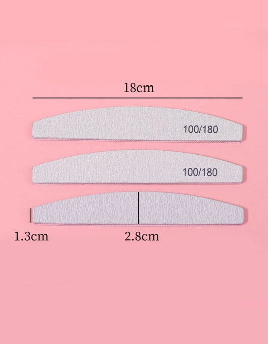 1pc 100/180 Professional Nail File moon shaped