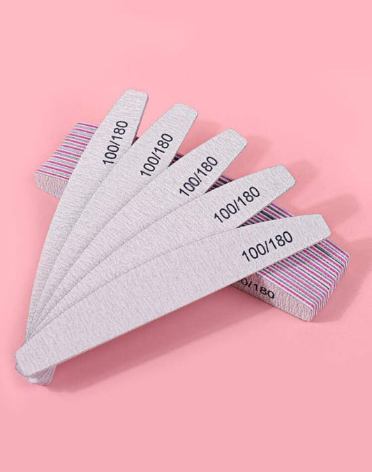 1pc 100/180 Professional Nail File moon shaped
