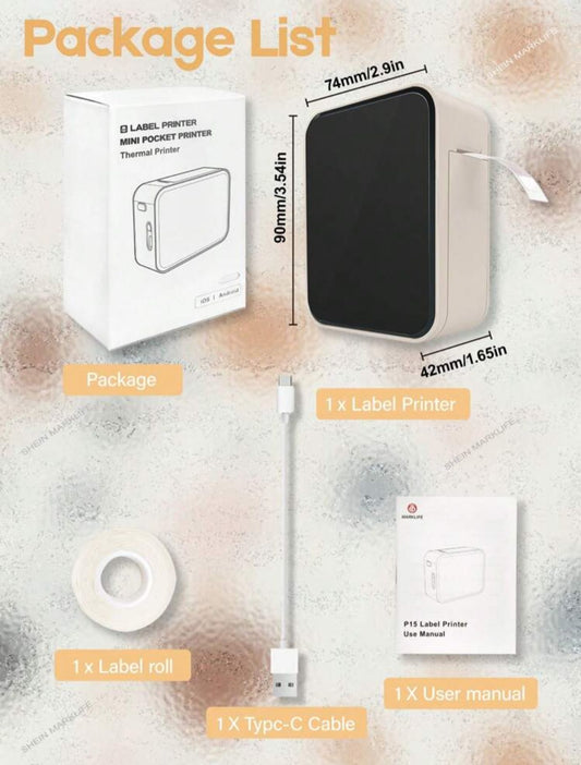 Beige Marklife Portable Inkless Bluetooth Thermal Printer Machine