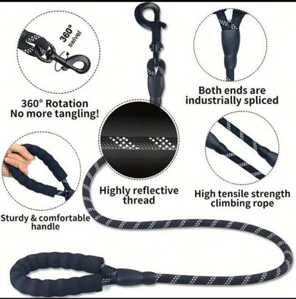 1pc Premium Reflective Dog Leash With Soft Padded Handle -- XL-3m*0.8cm