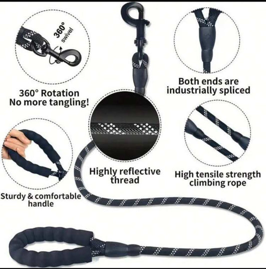 1pc Premium Reflective Dog Leash With Soft Padded Handle -- XL-3m*0.8cm