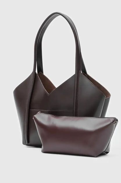 Brown Leather Bag With Pouch