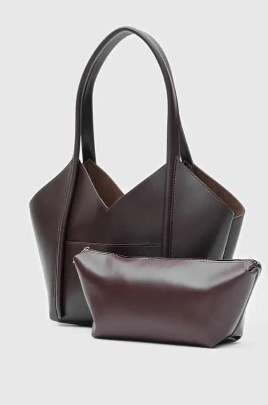 Brown Leather Bag With Pouch