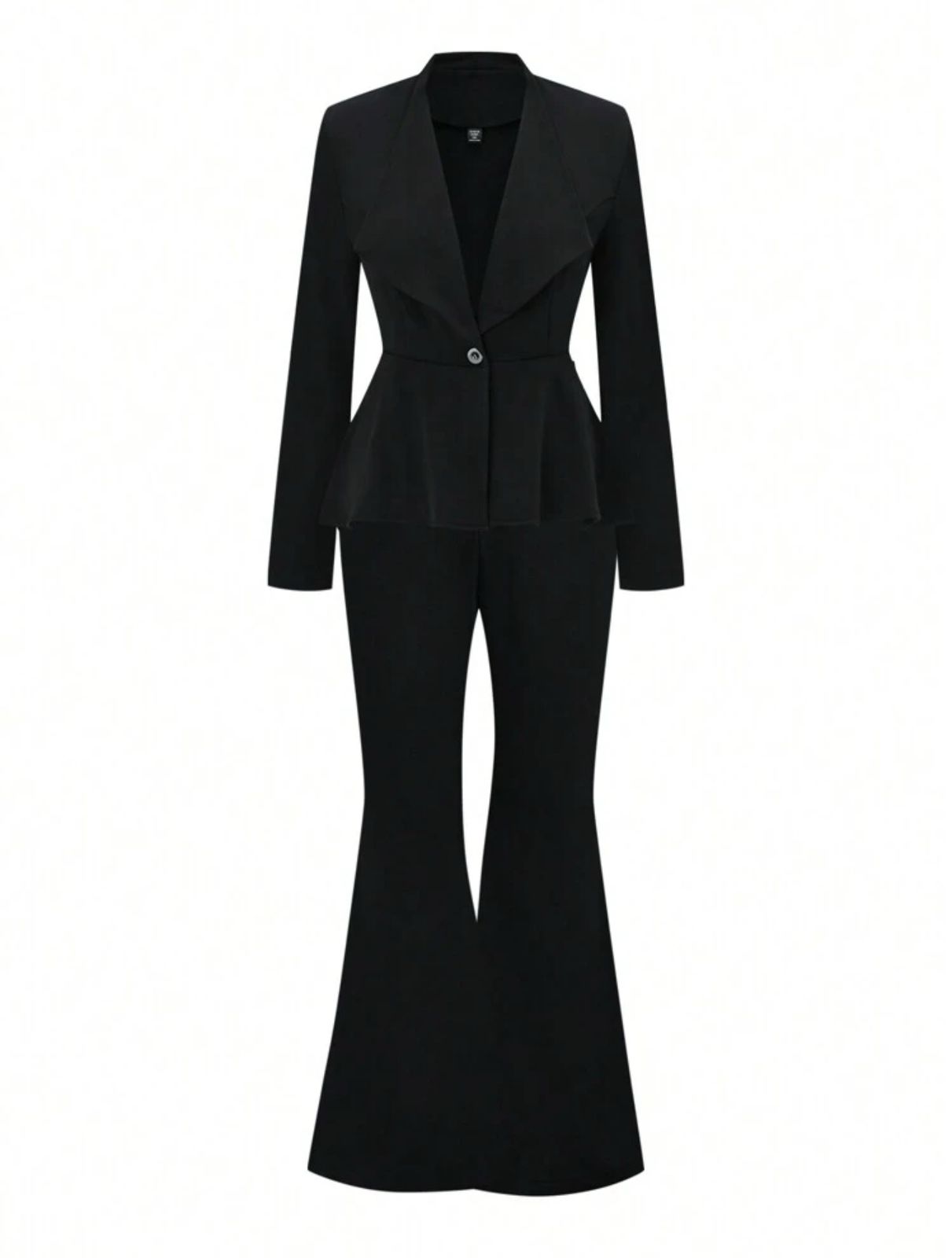 SHEIN Plus Size Black Blazer Jacket and Flare Pants Suit --SIZE 1XL