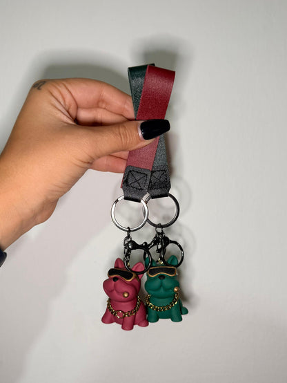 1pc Cartoon Bulldog Design Keychain