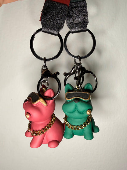 1pc Cartoon Bulldog Design Keychain