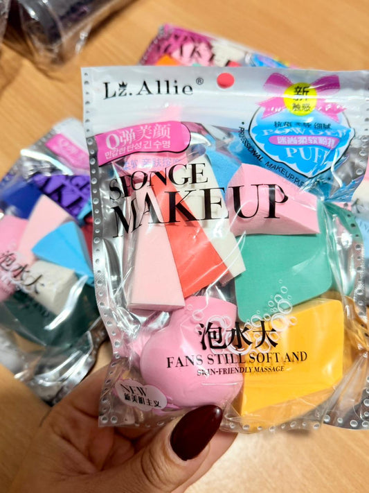 Multi-Shape Makeup Sponge Set - 10pcs (Random Colors)