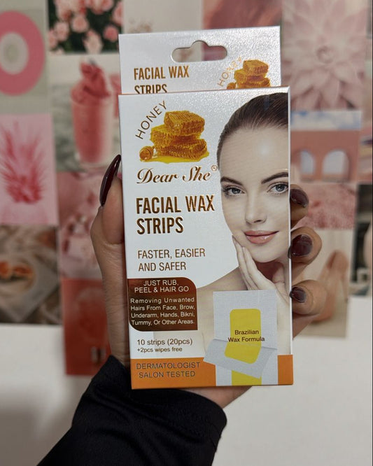 Dear She Honey Facial Wax Strips - 10pcs + 2pcs Wipes