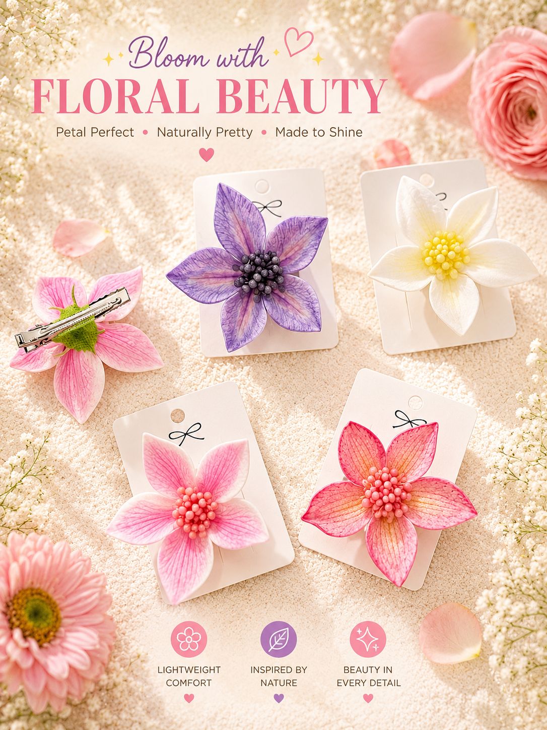 Floral Petal Hair Clip