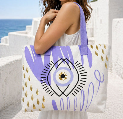 Large Evil Eye Beach Tote Bag
