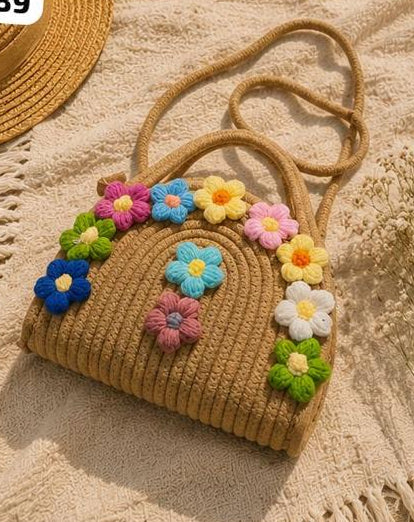 Daisy Woven Beach Bag