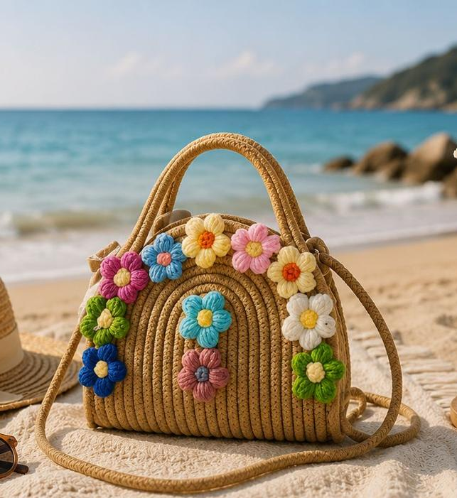 Daisy Woven Beach Bag