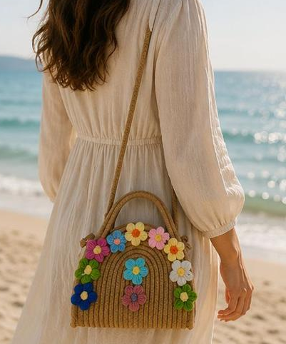 Daisy Woven Beach Bag