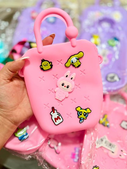Mini Colorful Silicone Kids Crossbody with Detachable Charms