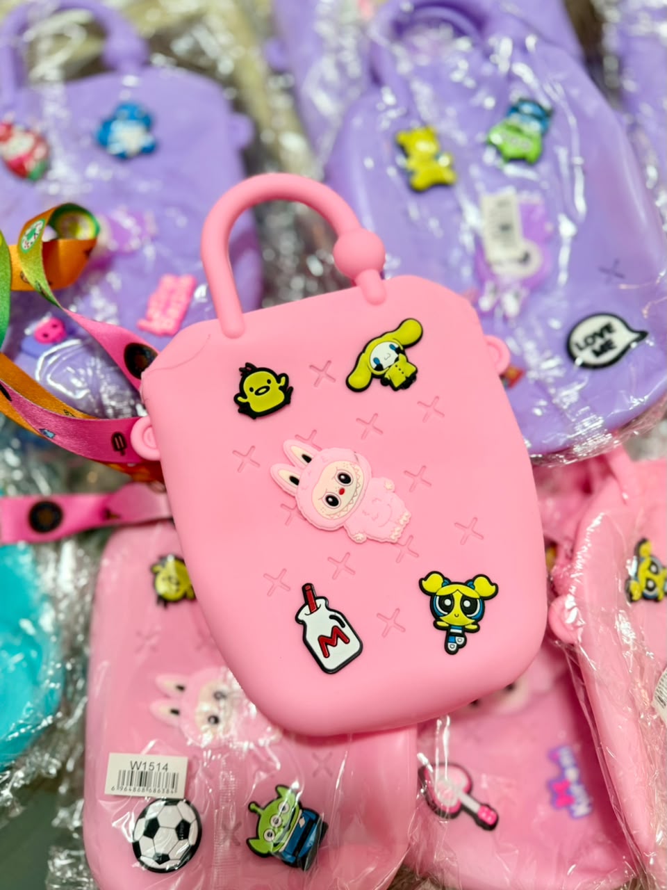 Mini Colorful Silicone Kids Crossbody with Detachable Charms