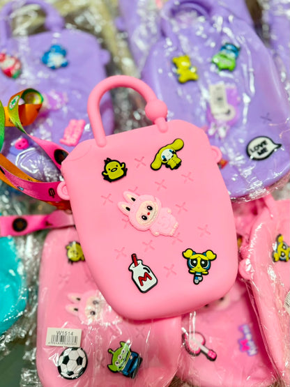 Mini Colorful Silicone Kids Crossbody with Detachable Charms