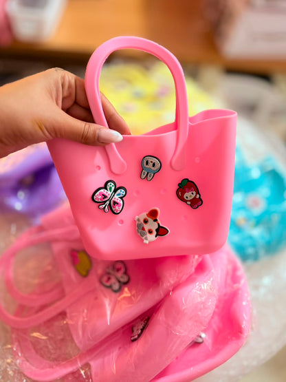Mini Colorful Silicone Kids Bag with Detachable Charms