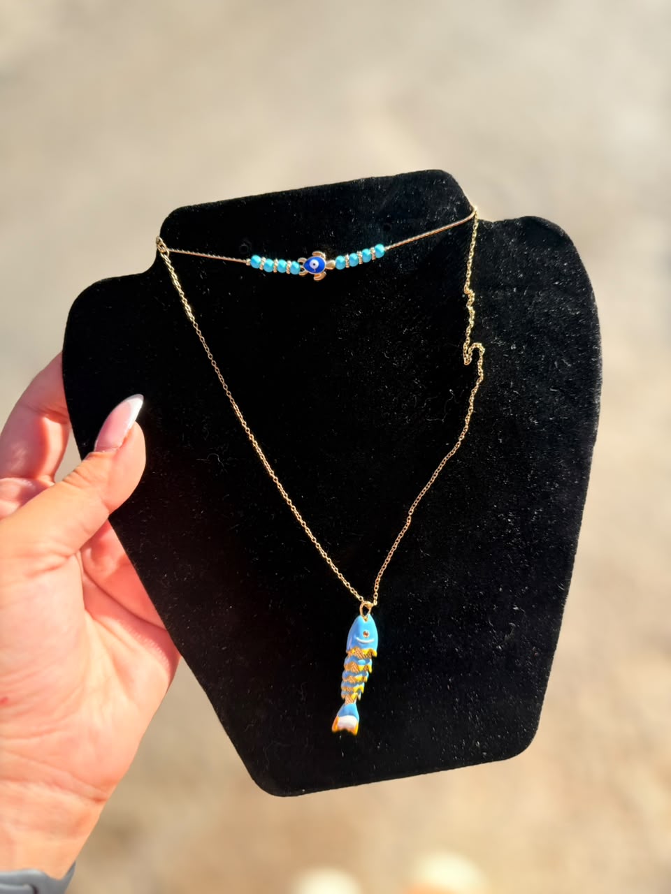 Fish Eye Necklace & Anklet Set