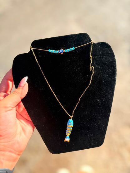 Fish Eye Necklace & Anklet Set