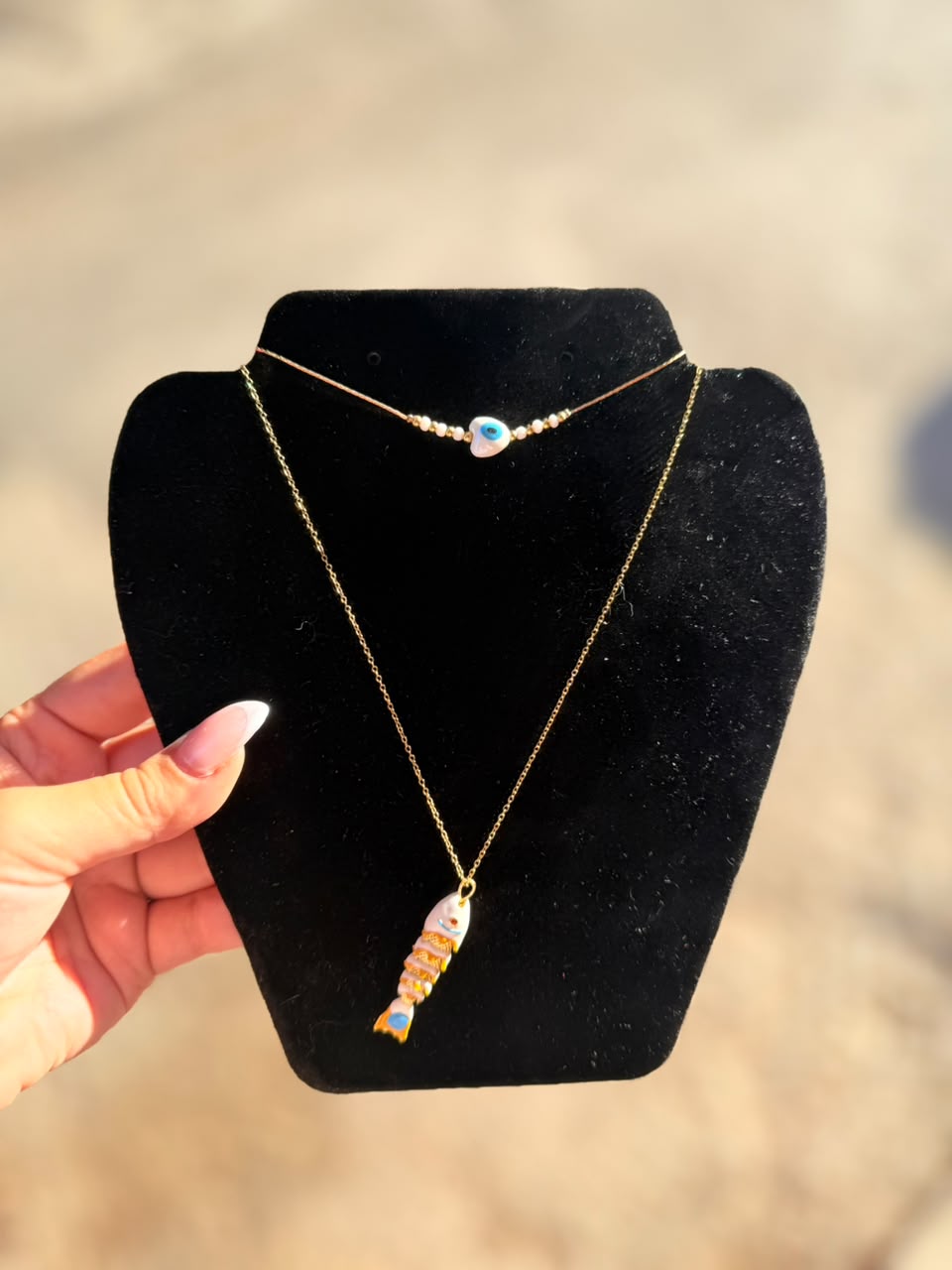 Fish Eye Necklace & Anklet Set