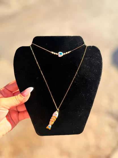 Fish Eye Necklace & Anklet Set