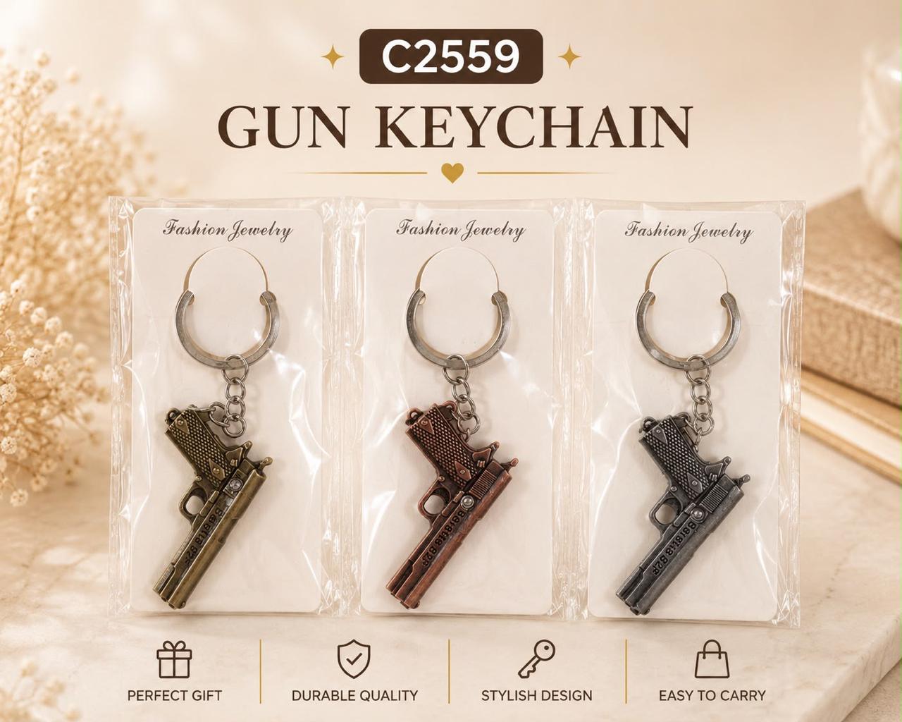 Vintage Revolver Metal Keychain
