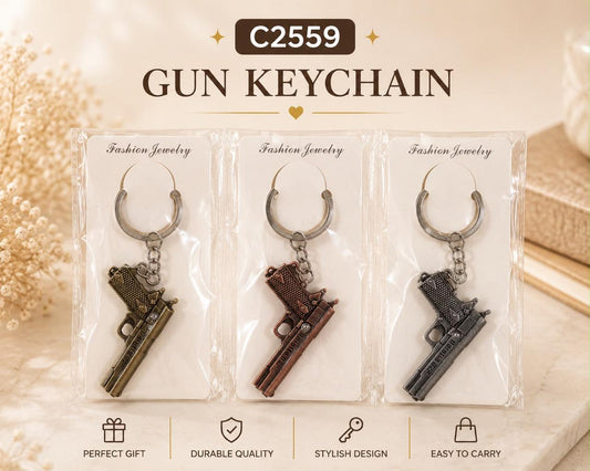 Vintage Revolver Metal Keychain