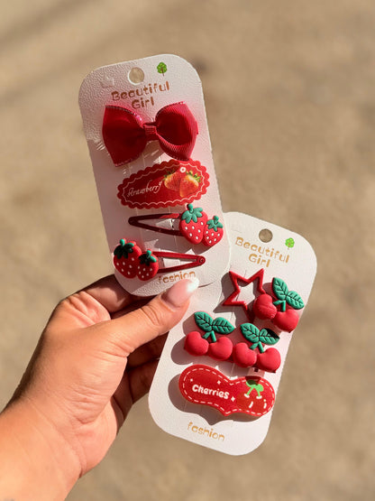 Redish Hair Clip Set