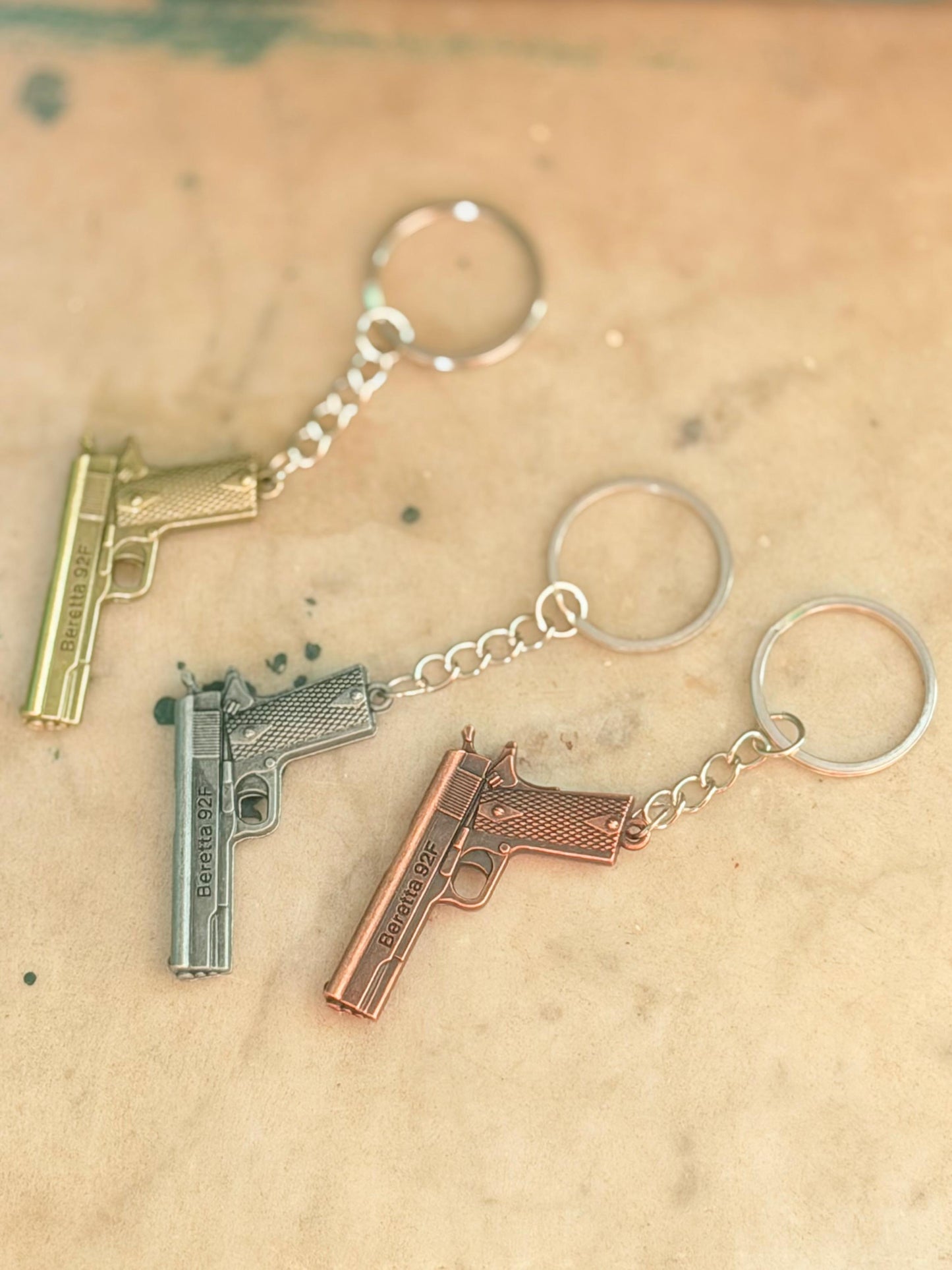 Vintage Revolver Metal Keychain