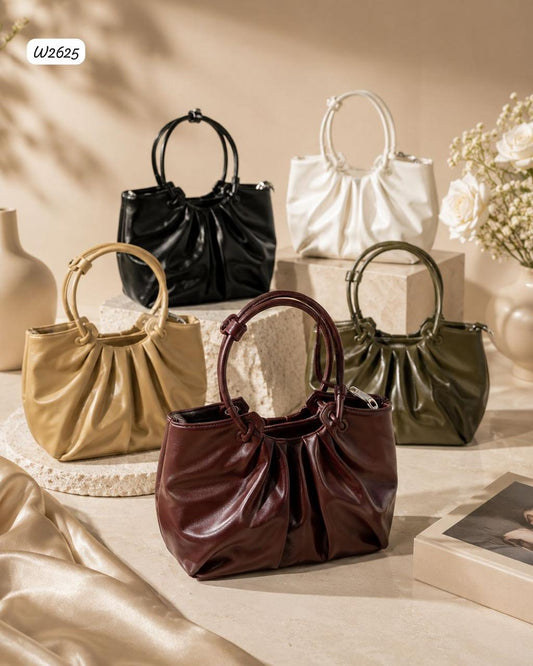 Luna Black Pleat Handbag