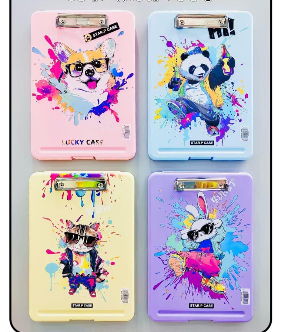 A4 Animal Character Plastic Clipboard Paper Storage File