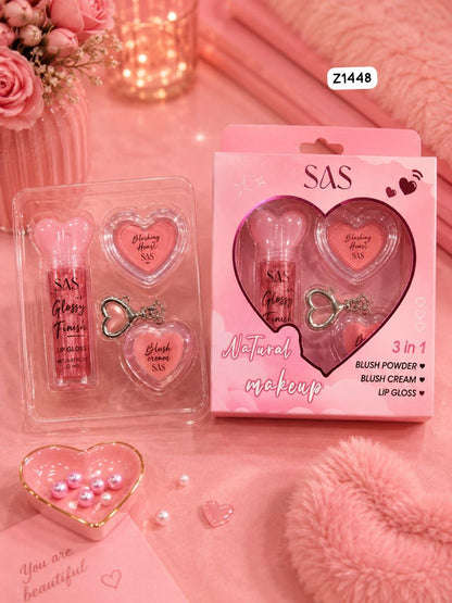 SAS 3in1 Bundle ( Blush Powder & Cream + Lip Gloss)
