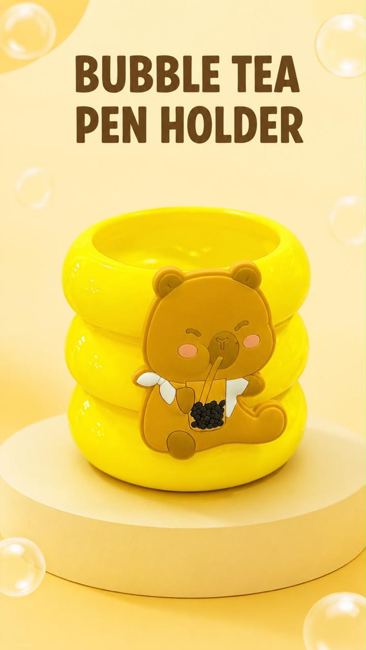 Bubble Tea Yellow Pen Holder