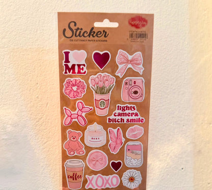 Pinkish Die Cut Fancy Paper Stickers