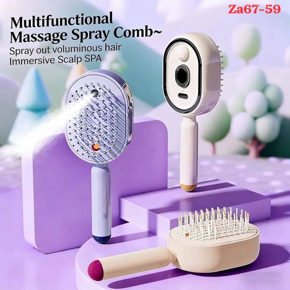 Electric Spray Retractable Air Cushion Comb - Purple