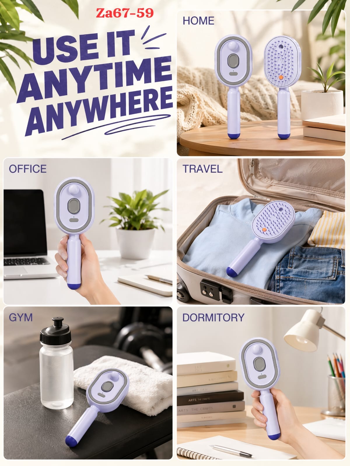 Electric Spray Retractable Air Cushion Comb - Purple