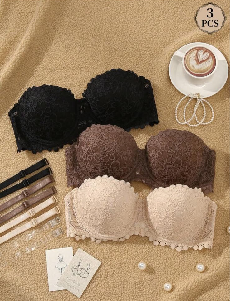 SHEIN 3pcs Lace Comfort Bra Set – Size 90C