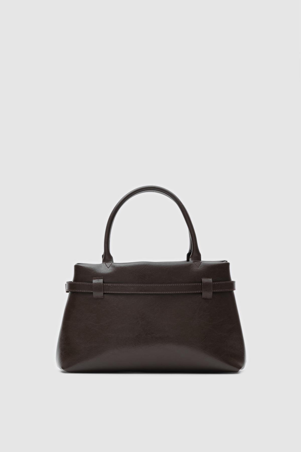 Amor Buckle Detailed Shoulder Bag Bitter Brown