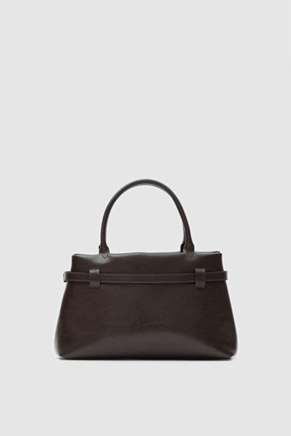 Amor Buckle Detailed Shoulder Bag Bitter Brown