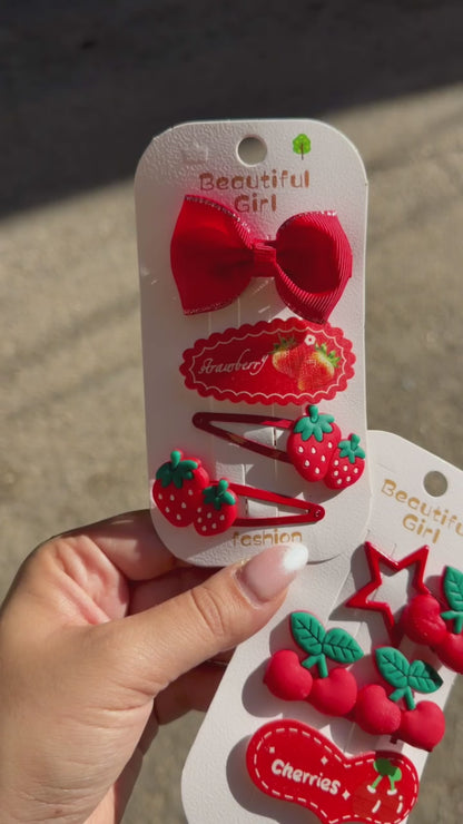 Redish Hair Clip Set