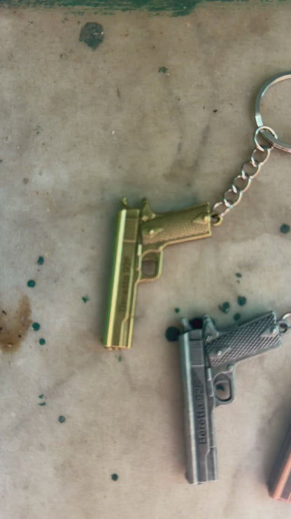 Vintage Revolver Metal Keychain